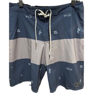 Salty Crew Boardshorts Size 32 Beachbreak Repreve Quick Dry Gray Navy Trunks